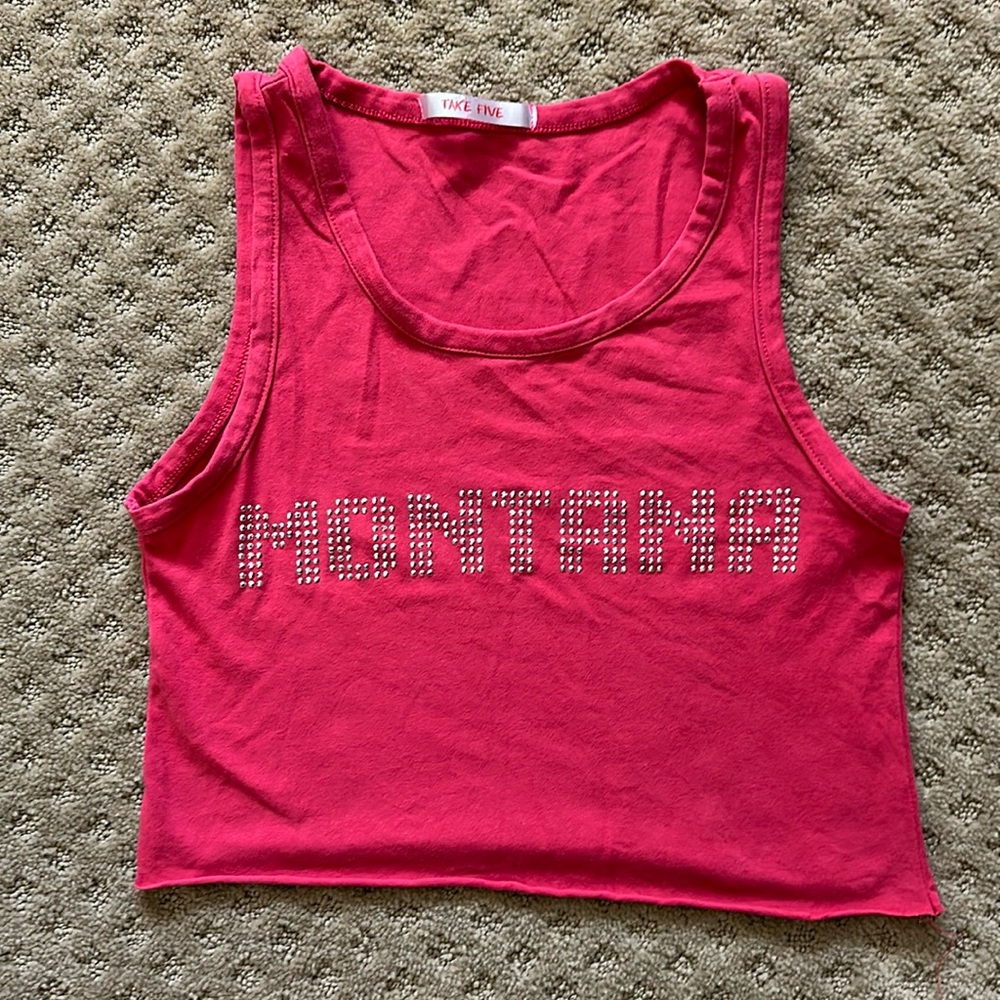Hot pink Montana Rhinestone crop tank
